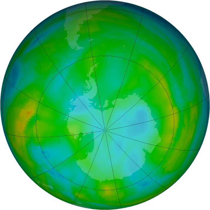 Antarctic ozone map for 13 June 1981